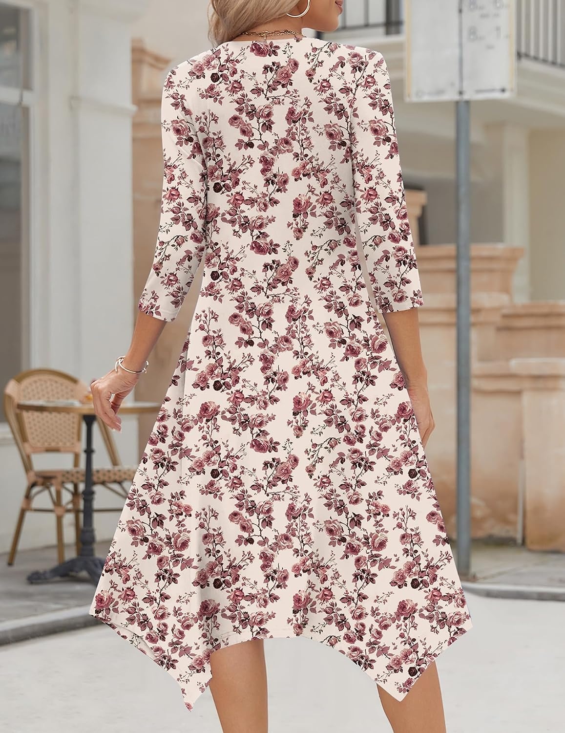 image:imageZeagoo Midi Dresses Women 2026 Dress 34 Sleeve Casual Dresses with Pockets A Line Summer Beach SundressFloral Apricot