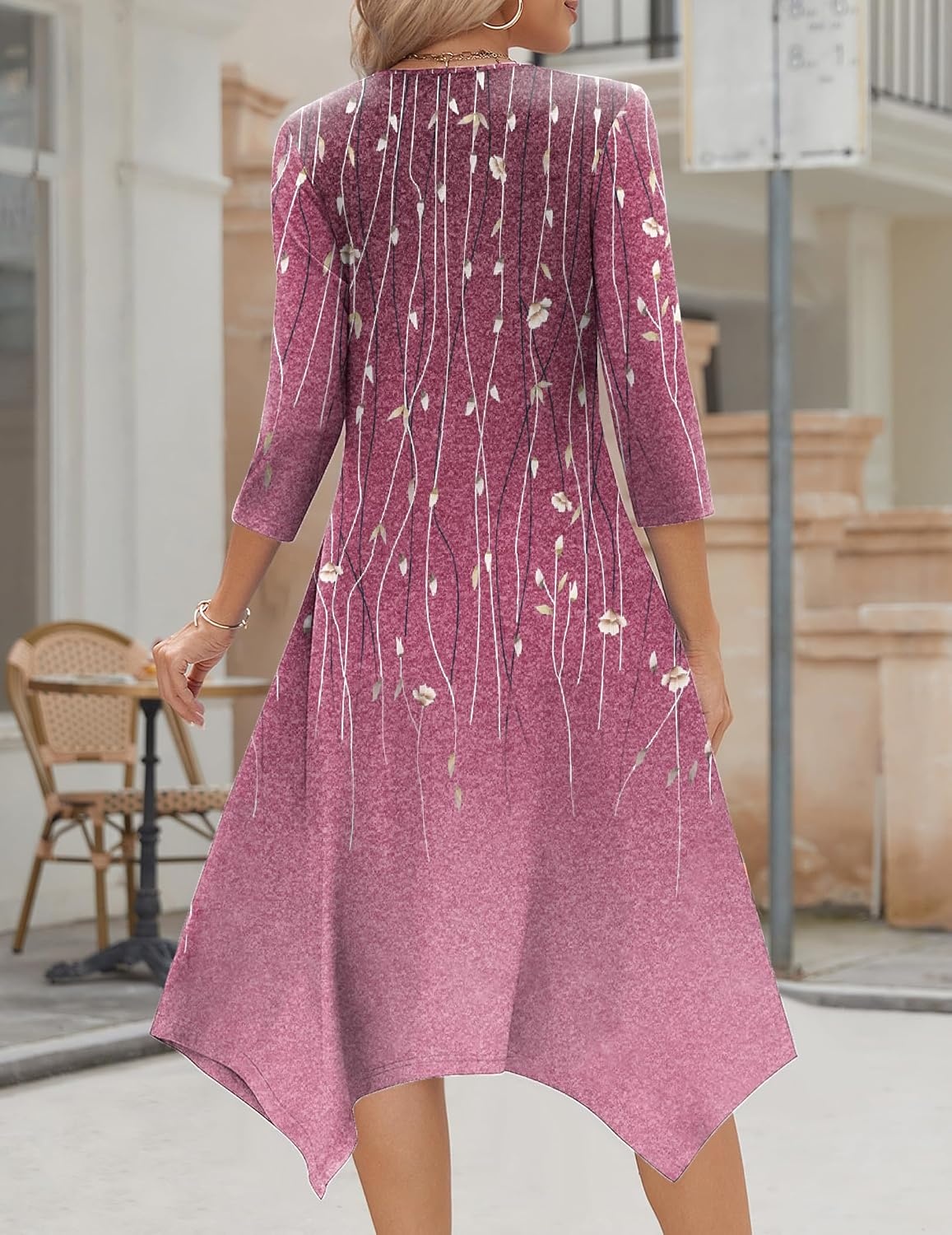 image:imageZeagoo Midi Dresses Women 2026 Dress 34 Sleeve Casual Dresses with Pockets A Line Summer Beach SundressFloral Purple