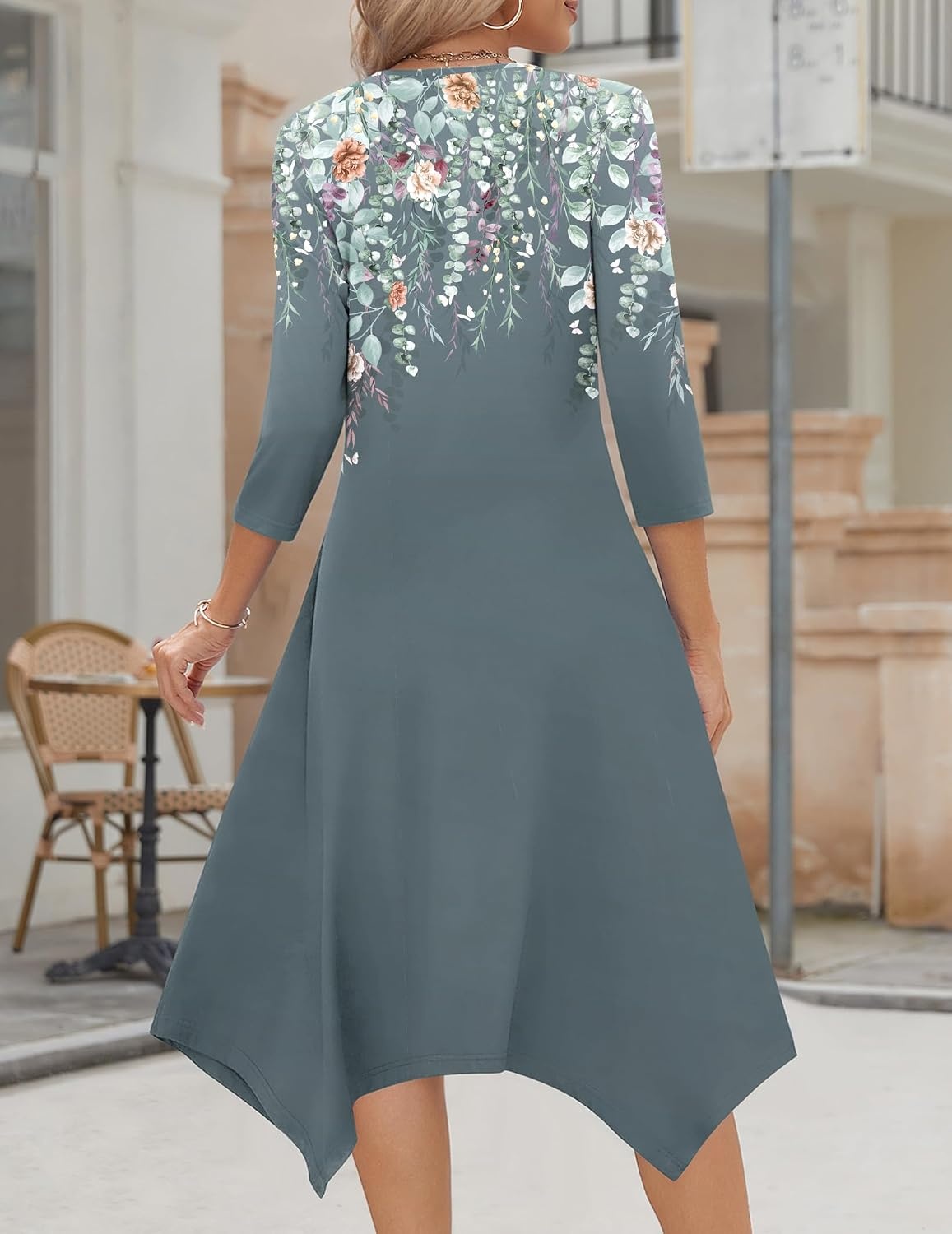 image:imageZeagoo Midi Dresses Women 2026 Dress 34 Sleeve Casual Dresses with Pockets A Line Summer Beach SundressGreen Floral