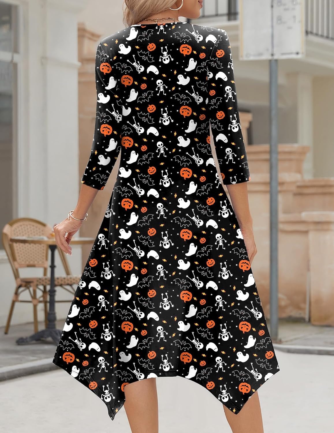 image:imageZeagoo Midi Dresses Women 2026 Dress 34 Sleeve Casual Dresses with Pockets A Line Summer Beach SundressHalloween Black