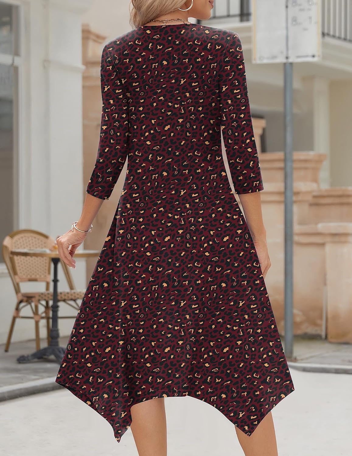 image:imageZeagoo Midi Dresses Women 2026 Dress 34 Sleeve Casual Dresses with Pockets A Line Summer Beach SundressLeopard