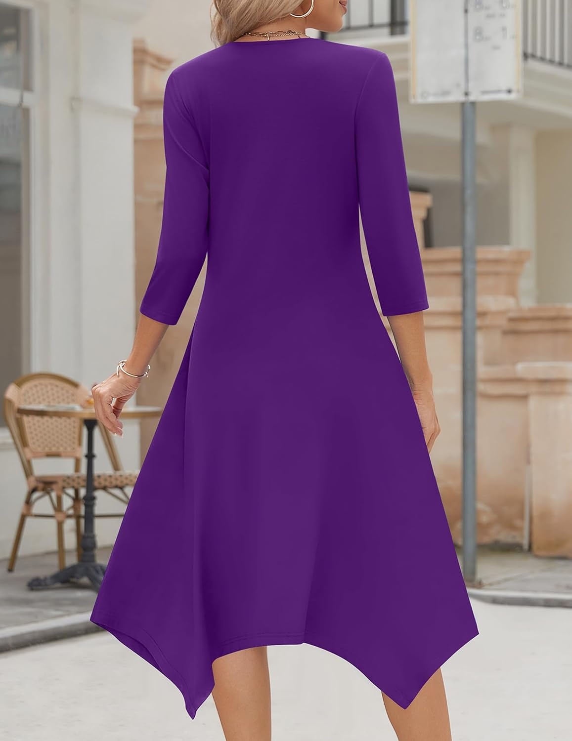 image:imageZeagoo Midi Dresses Women 2026 Dress 34 Sleeve Casual Dresses with Pockets A Line Summer Beach SundressPurple