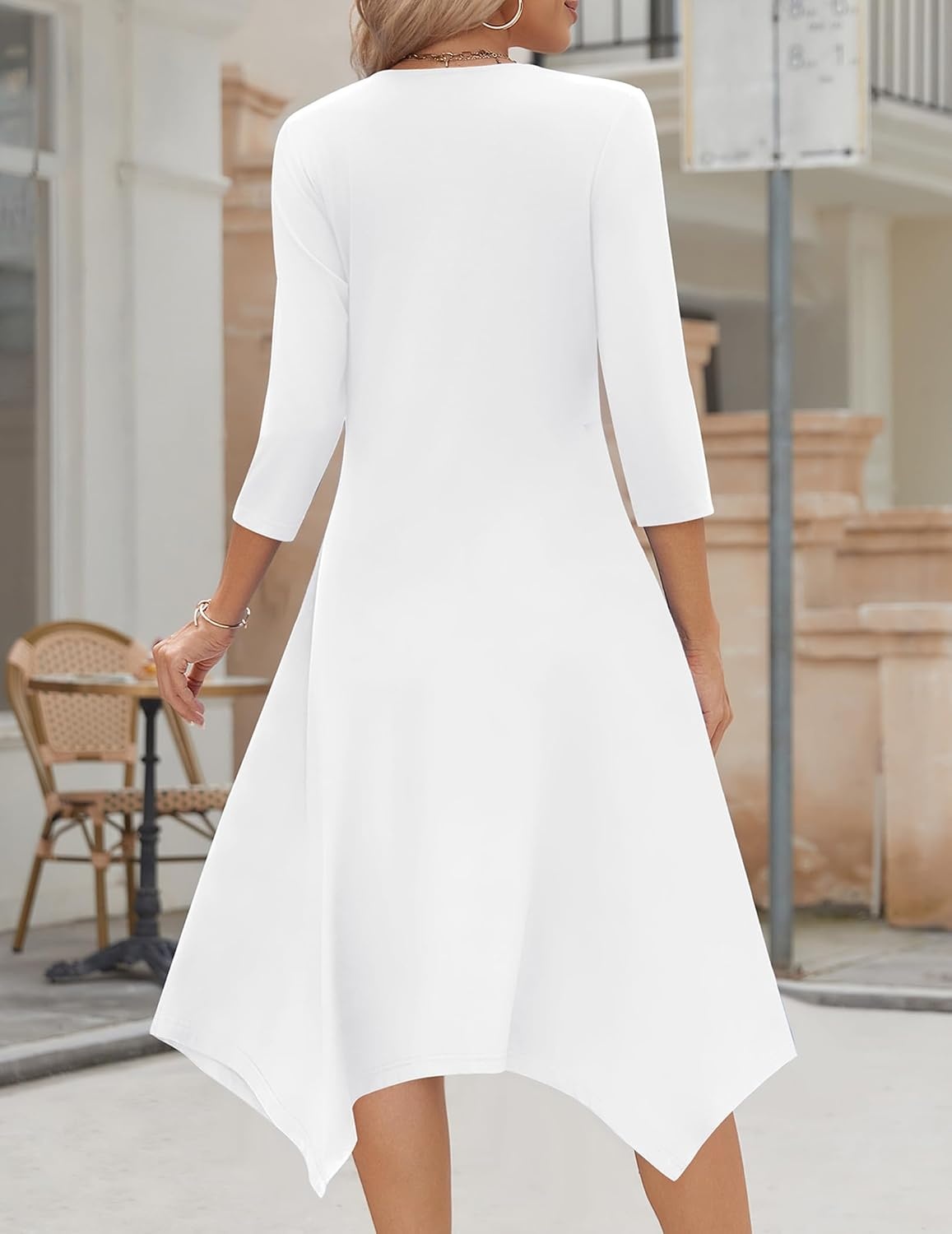 image:imageZeagoo Midi Dresses Women 2026 Dress 34 Sleeve Casual Dresses with Pockets A Line Summer Beach SundressWhite