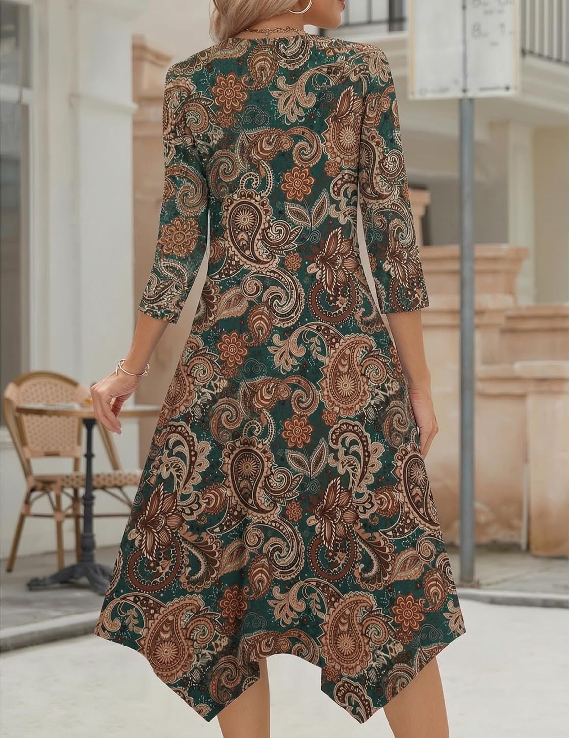 image:imageZeagoo Midi Dresses Women 2026 Dress 34 Sleeve Casual Dresses with Pockets A Line Summer Beach SundressYg28