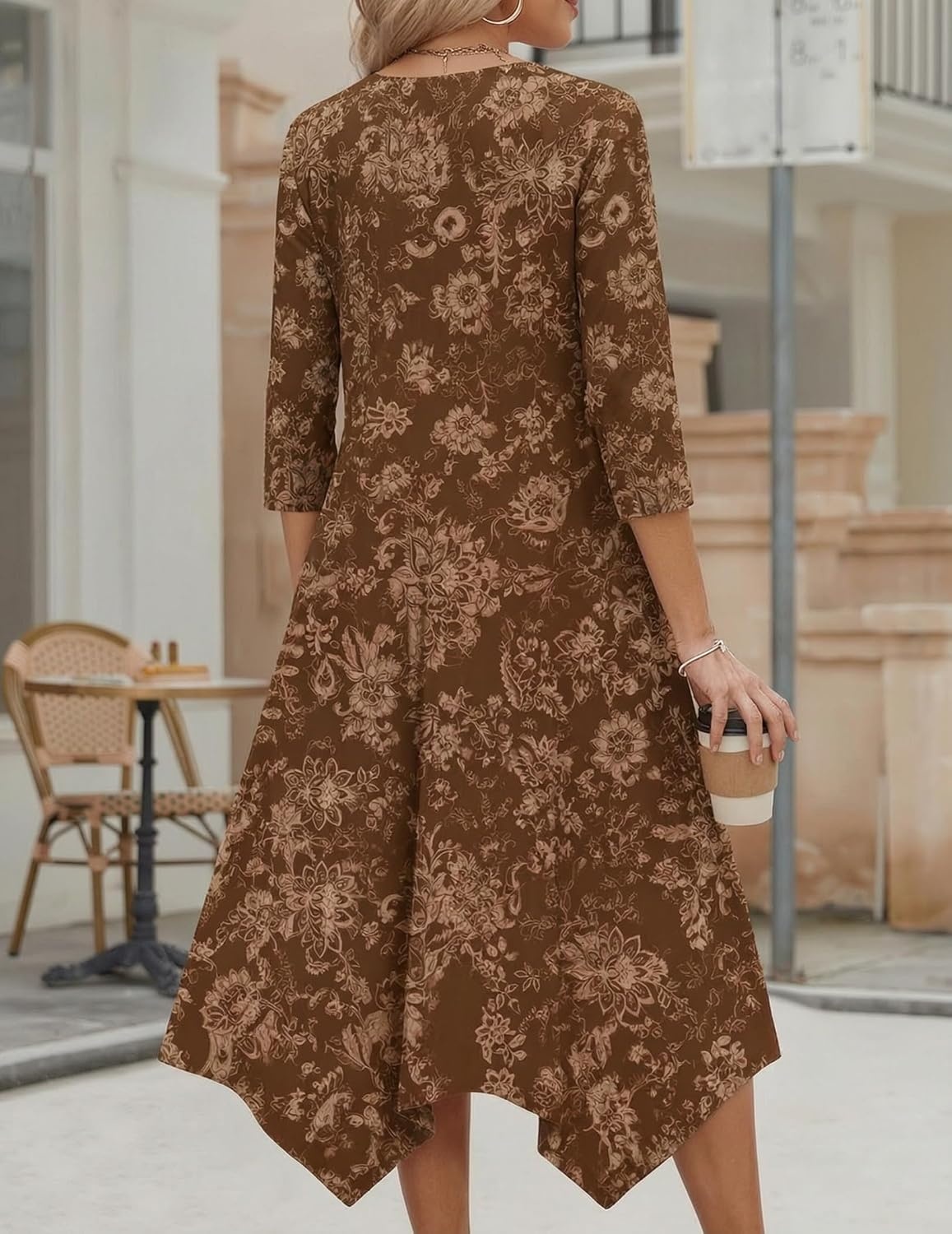 image:imageZeagoo Midi Dresses Women 2026 Dress 34 Sleeve Casual Dresses with Pockets A Line Summer Beach SundressYg29