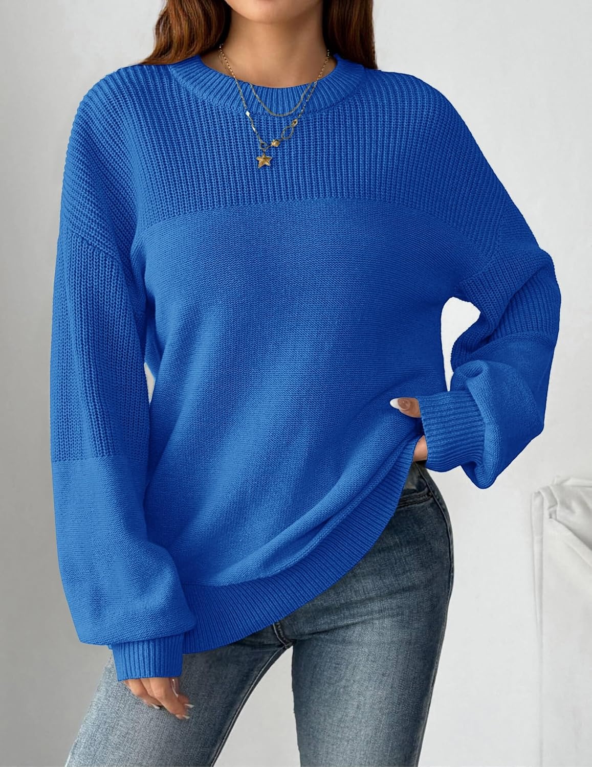 image:imageZeagoo Sweaters for Women Cotton Loose Fit Chunky Knit Casual Fall OutfitsSky Blue