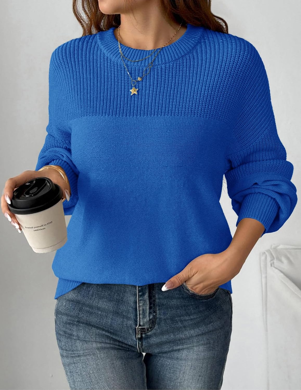 image:imageZeagoo Sweaters for Women Cotton Loose Fit Chunky Knit Casual Fall OutfitsSky Blue