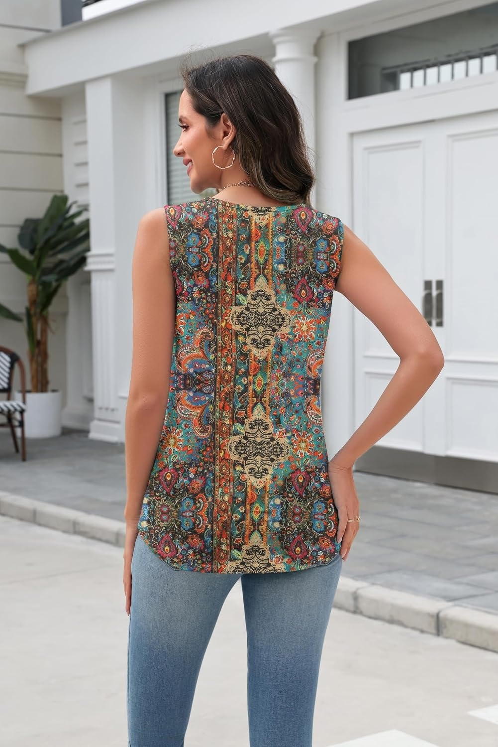 image:imageZeagoo Tank Top for Women V Neck Loose Fit Sleeveless Summer Tops Shirts01 Multicolor 721