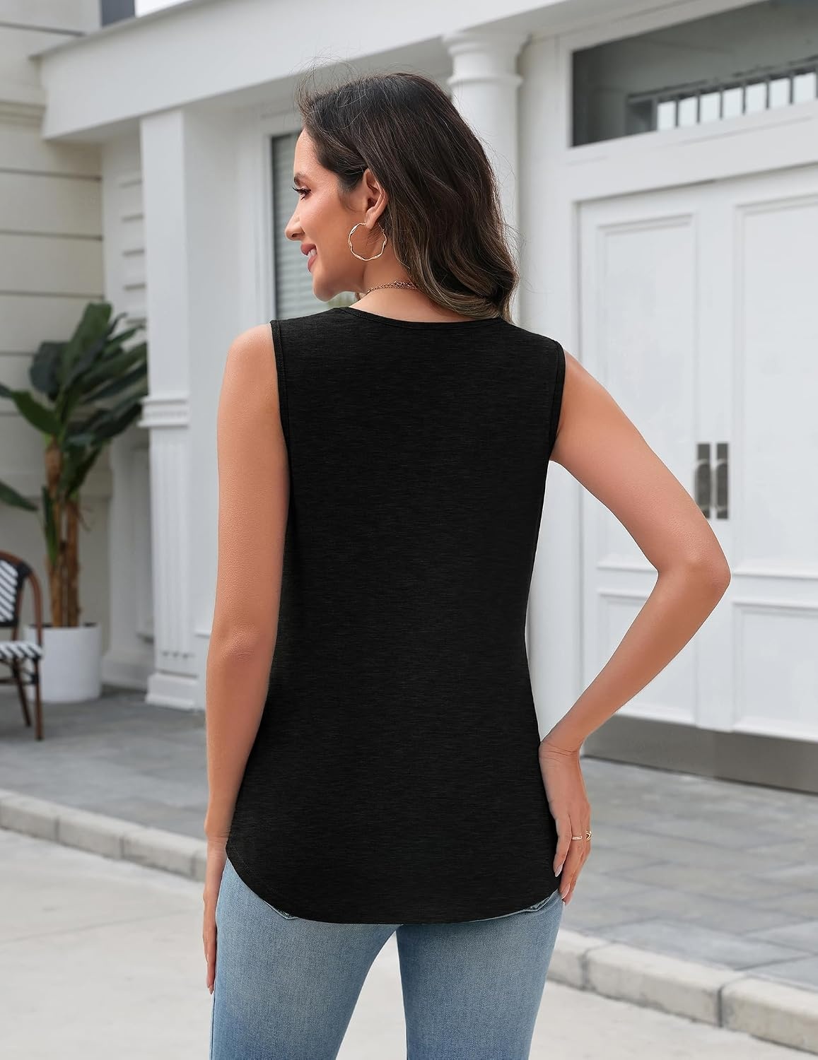 image:imageZeagoo Tank Top for Women V Neck Loose Fit Sleeveless Summer Tops ShirtsA Black