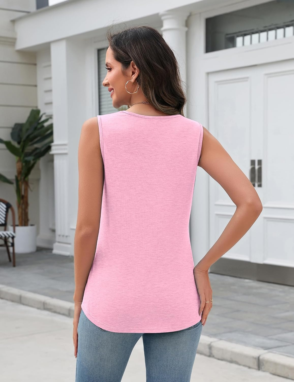 image:imageZeagoo Tank Top for Women V Neck Loose Fit Sleeveless Summer Tops ShirtsLight Pink