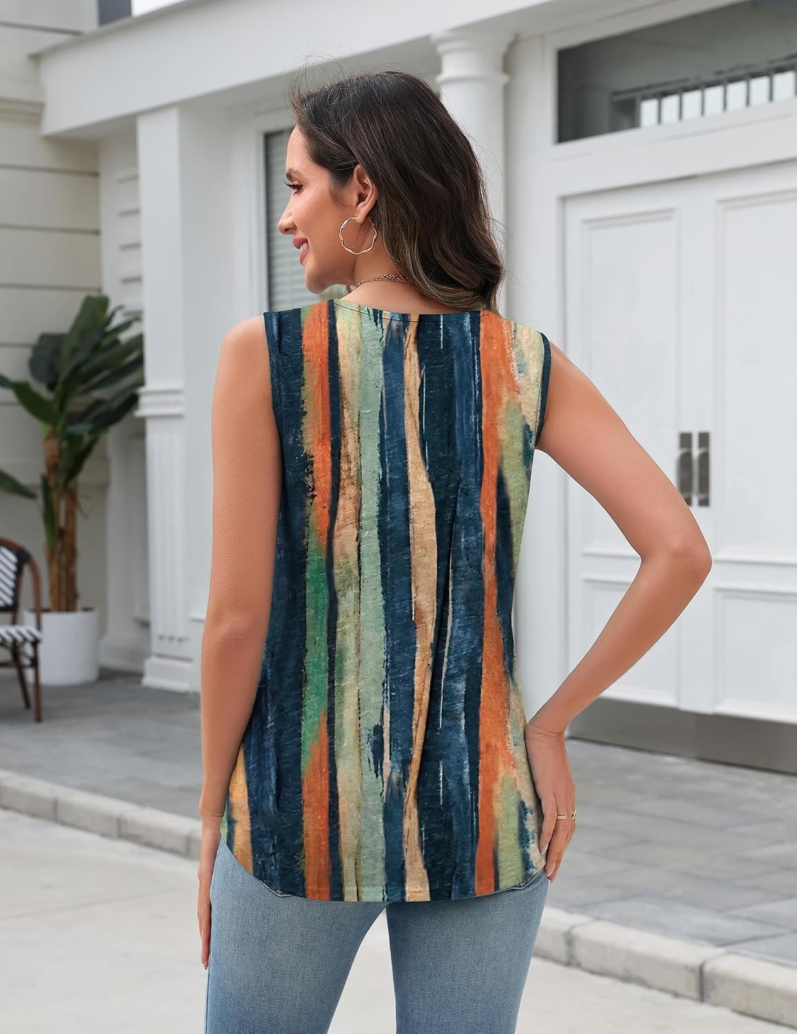 image:imageZeagoo Tank Top for Women V Neck Loose Fit Sleeveless Summer Tops ShirtsMulticolor 289