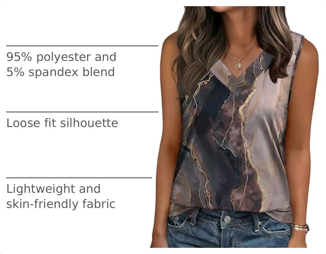 image:imageZeagoo Tank Top for Women V Neck Loose Fit Sleeveless Summer Tops ShirtsMulticolorcx278