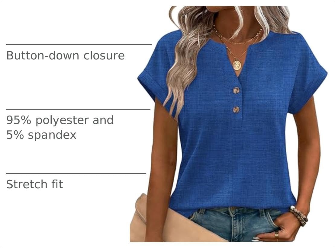 image:imageZeagoo Women Tops Short Sleeve T Shirts V Neck Dressy Casual Work BlousesCx319blue