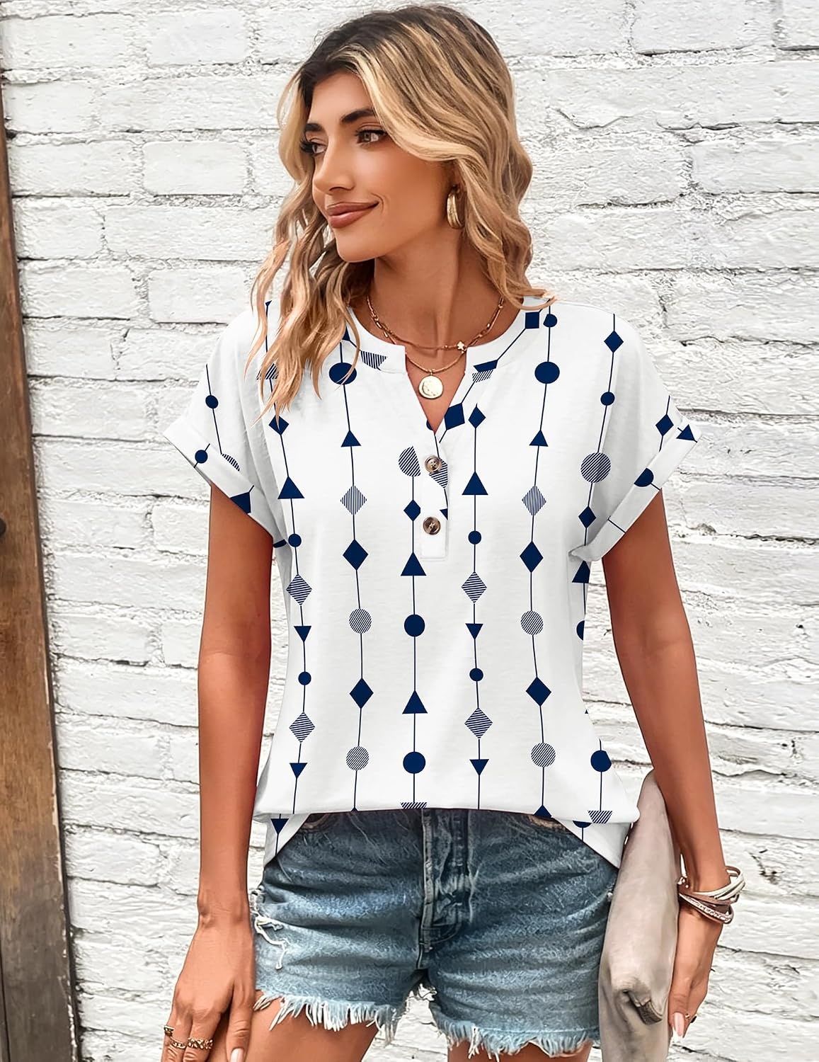 image:imageZeagoo Women Tops Short Sleeve T Shirts V Neck Dressy Casual Work BlousesJh599figure