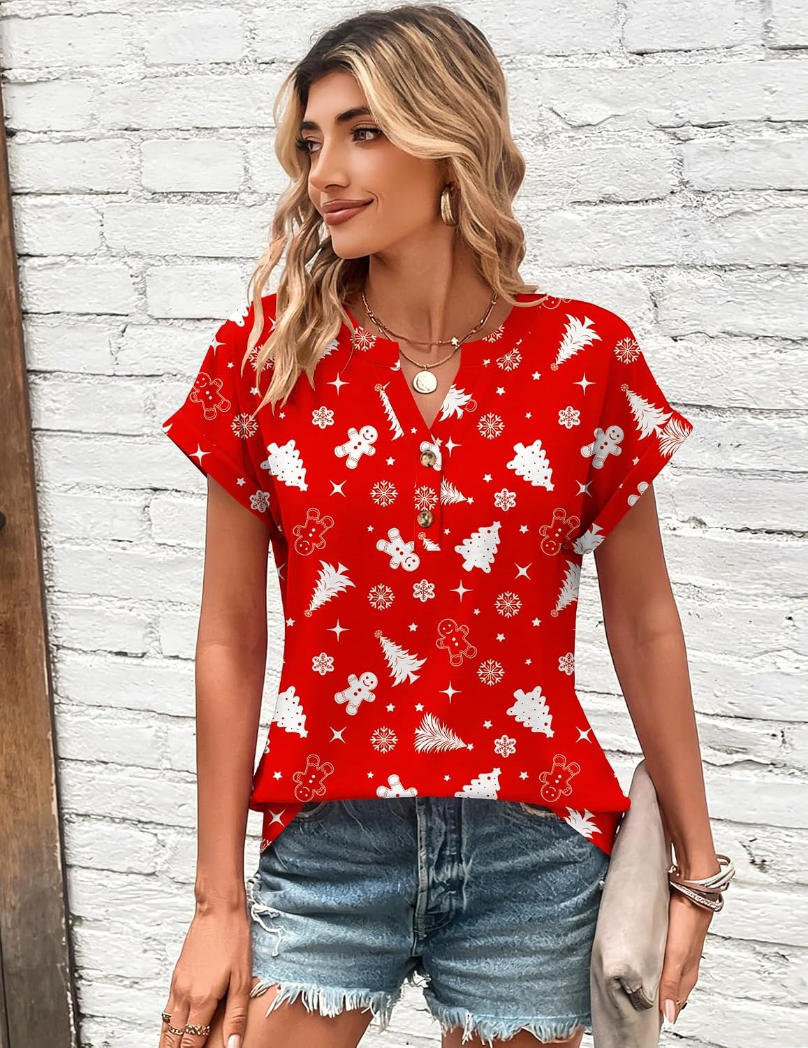 image:imageZeagoo Women Tops Short Sleeve T Shirts V Neck Dressy Casual Work BlousesSd737