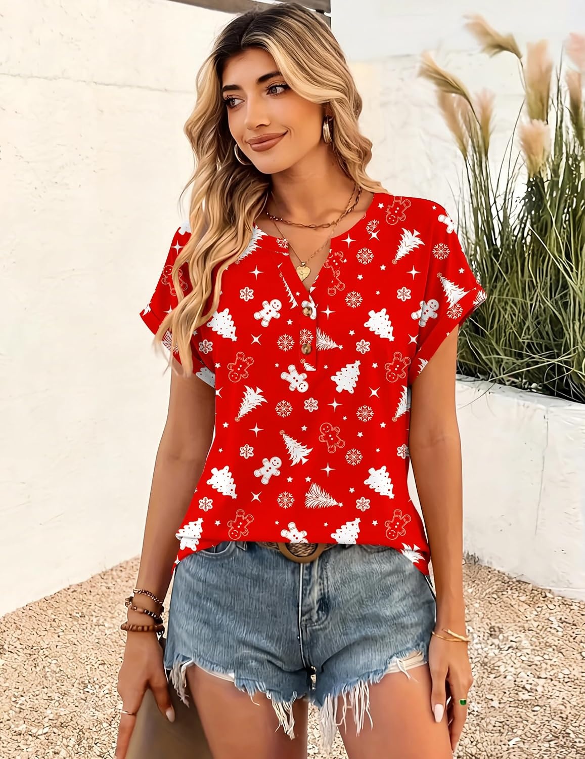 image:imageZeagoo Women Tops Short Sleeve T Shirts V Neck Dressy Casual Work BlousesSd737