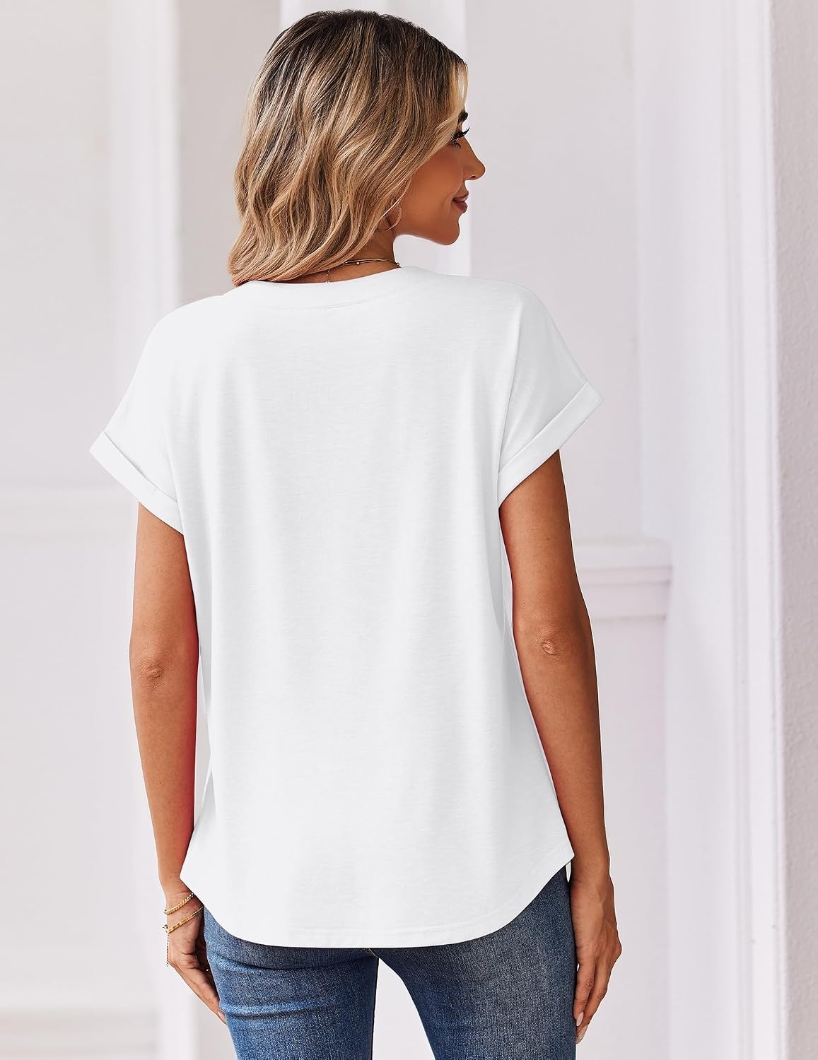 image:imageZeagoo Women Tops Short Sleeve T Shirts V Neck Dressy Casual Work BlousesWhite