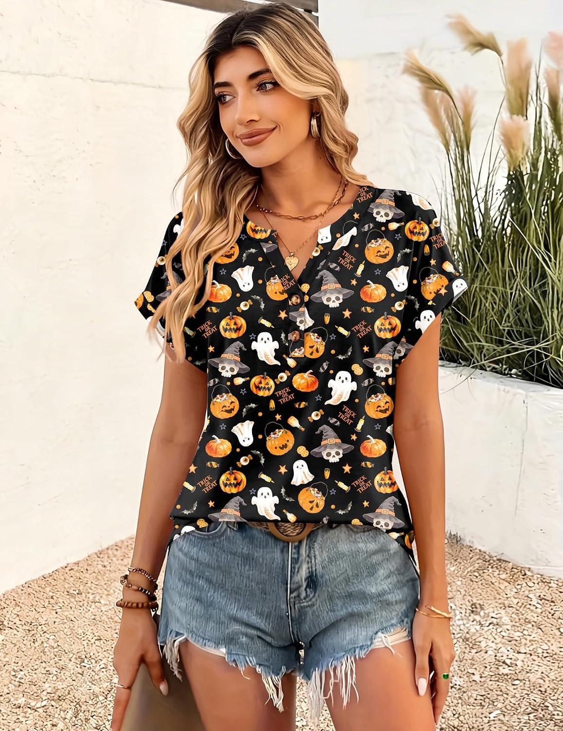 image:imageZeagoo Women Tops Short Sleeve T Shirts V Neck Dressy Casual Work BlousesWs116