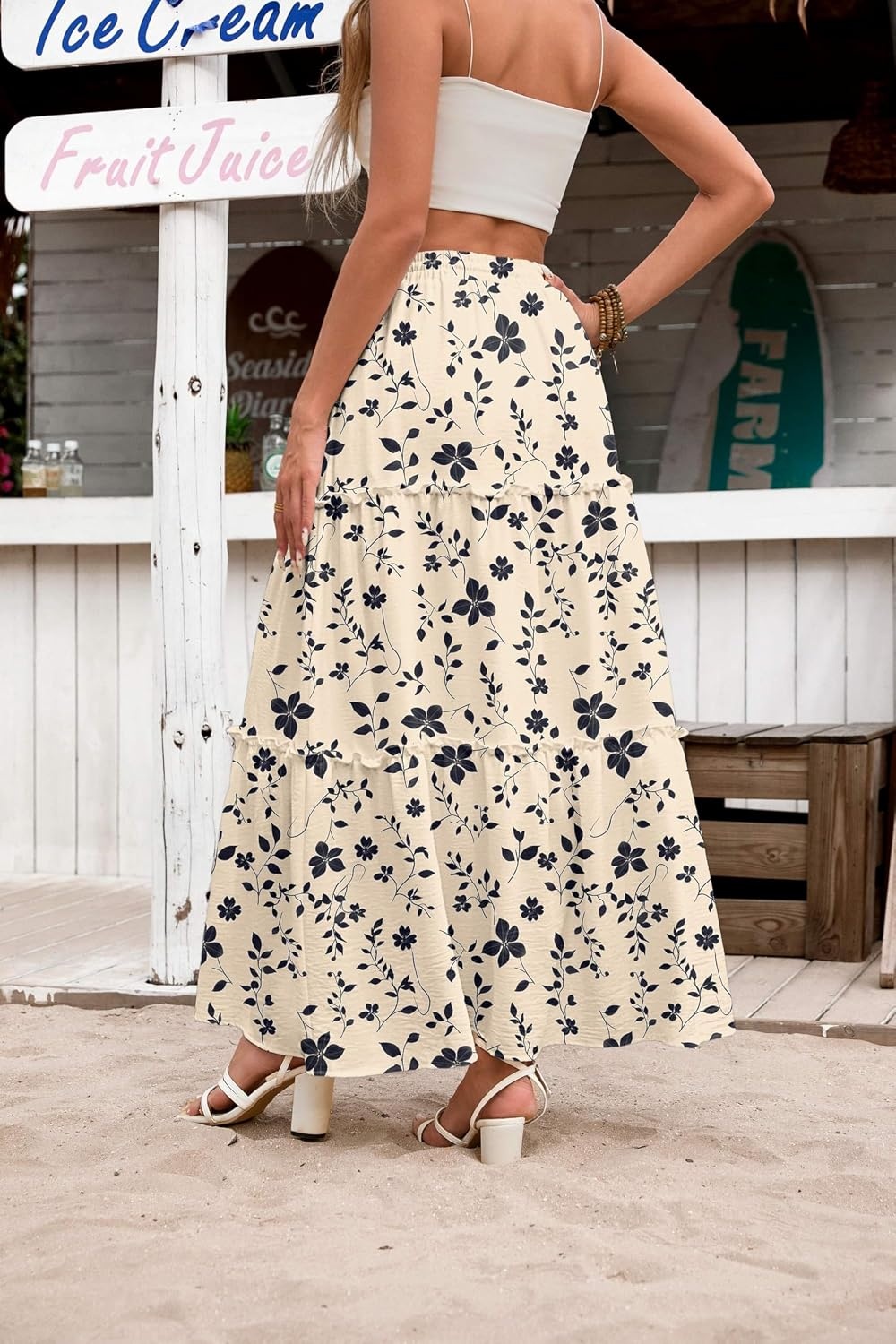 image:imageZeagoo Womens Casual Maxi Skirts for Women 2026 High Waist Boho Skirts Floral Printed Long Flowy Skirt with PocketsFloralprinted2