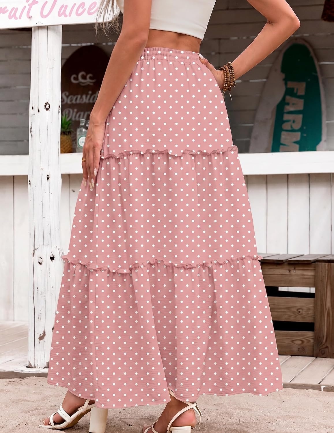 image:imageZeagoo Womens Casual Maxi Skirts for Women 2026 High Waist Boho Skirts Floral Printed Long Flowy Skirt with PocketsJh1