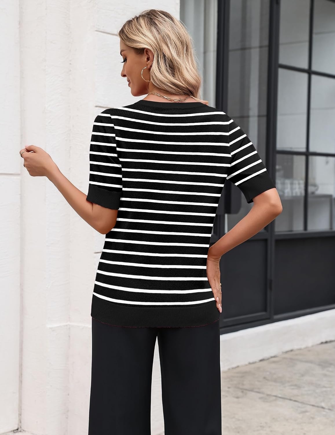 image:imageZeagoo Womens Short Sleeve Sweater 2026 Spring Summer Tops ClothesTw102