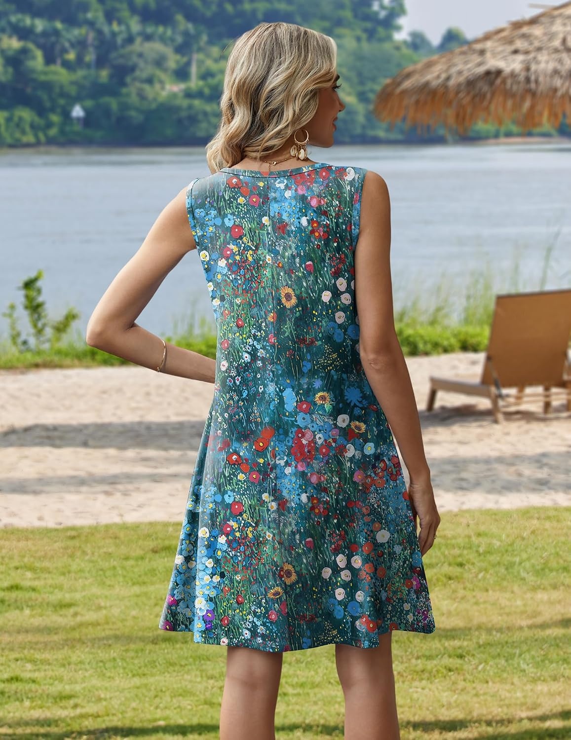 image:imageZeagoo Womens Summer Dress 2026 Sleeveless Casual ALine Tshirt SundressesColorful