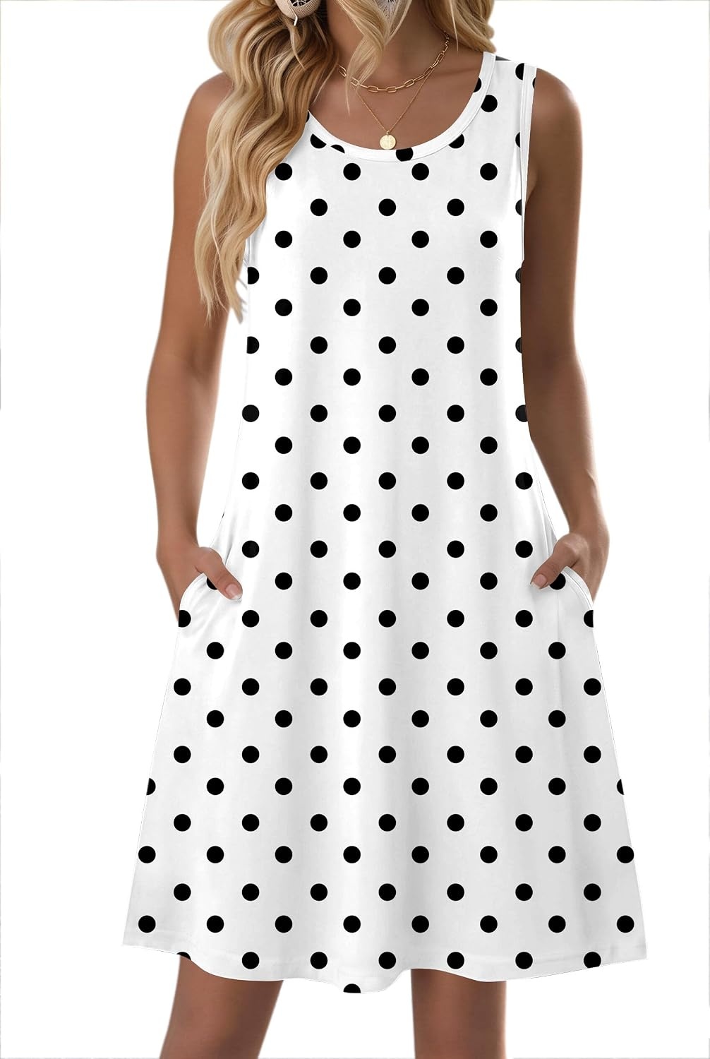 image:imageZeagoo Womens Summer Dress 2026 Sleeveless Casual ALine Tshirt SundressesJh592