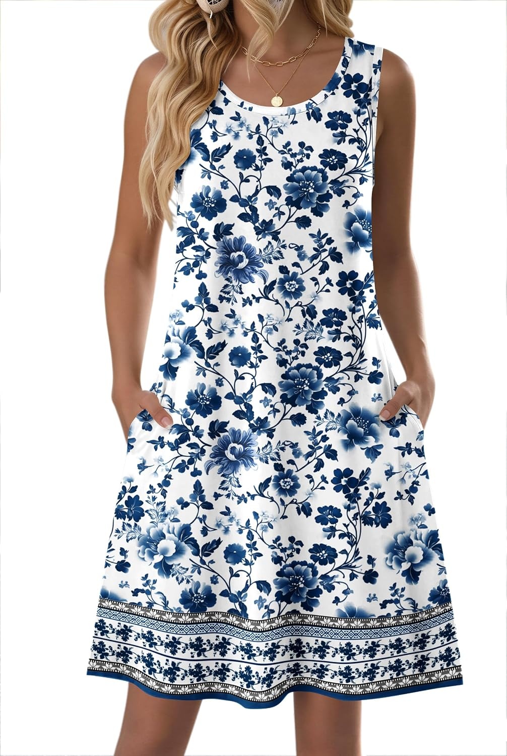 image:imageZeagoo Womens Summer Dress 2026 Sleeveless Casual ALine Tshirt SundressesMz950