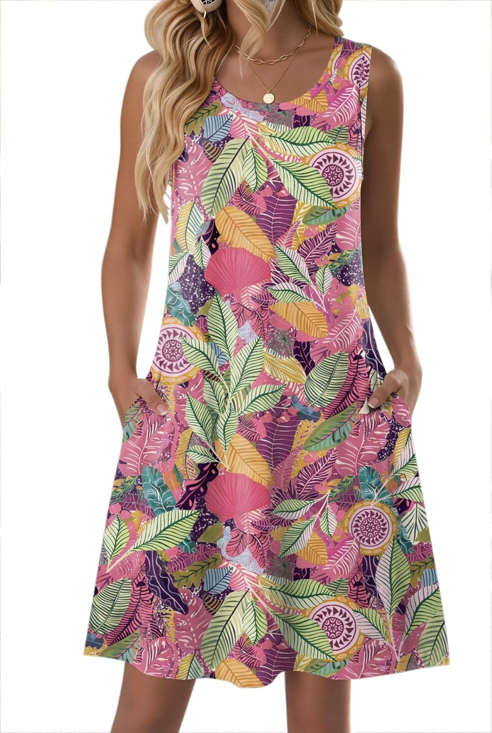 image:imageZeagoo Womens Summer Dress 2026 Sleeveless Casual ALine Tshirt SundressesPurplered