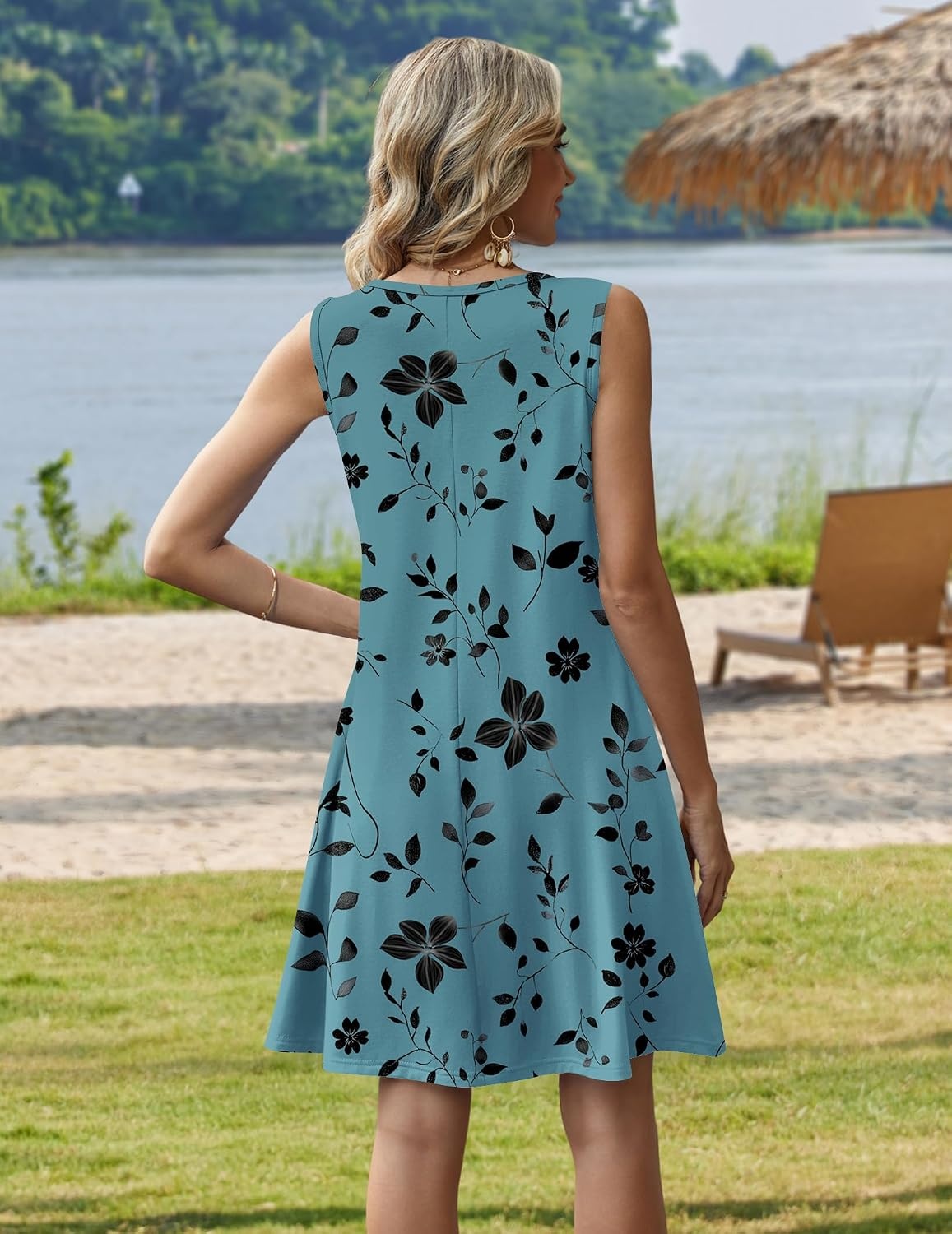 image:imageZeagoo Womens Summer Dress 2026 Sleeveless Casual ALine Tshirt SundressesSf237