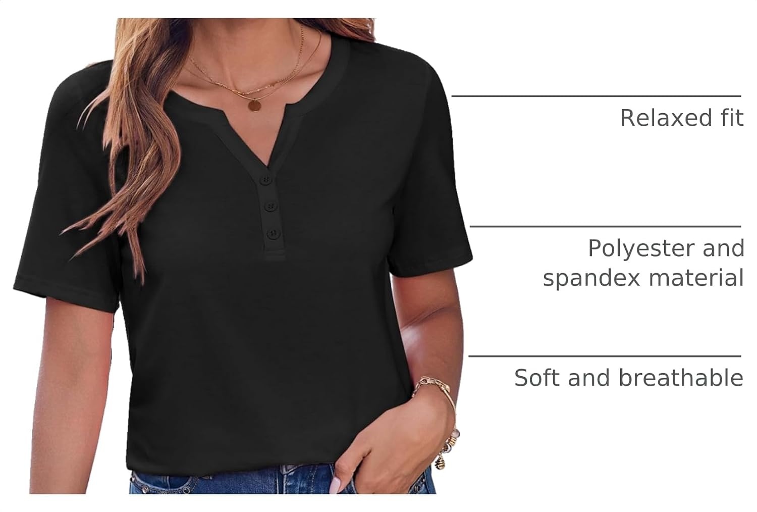 image:imageZeagoo Womens Summer Tops Casual Short Sleeve V Neck T Shirts Dressy BlouseBlack