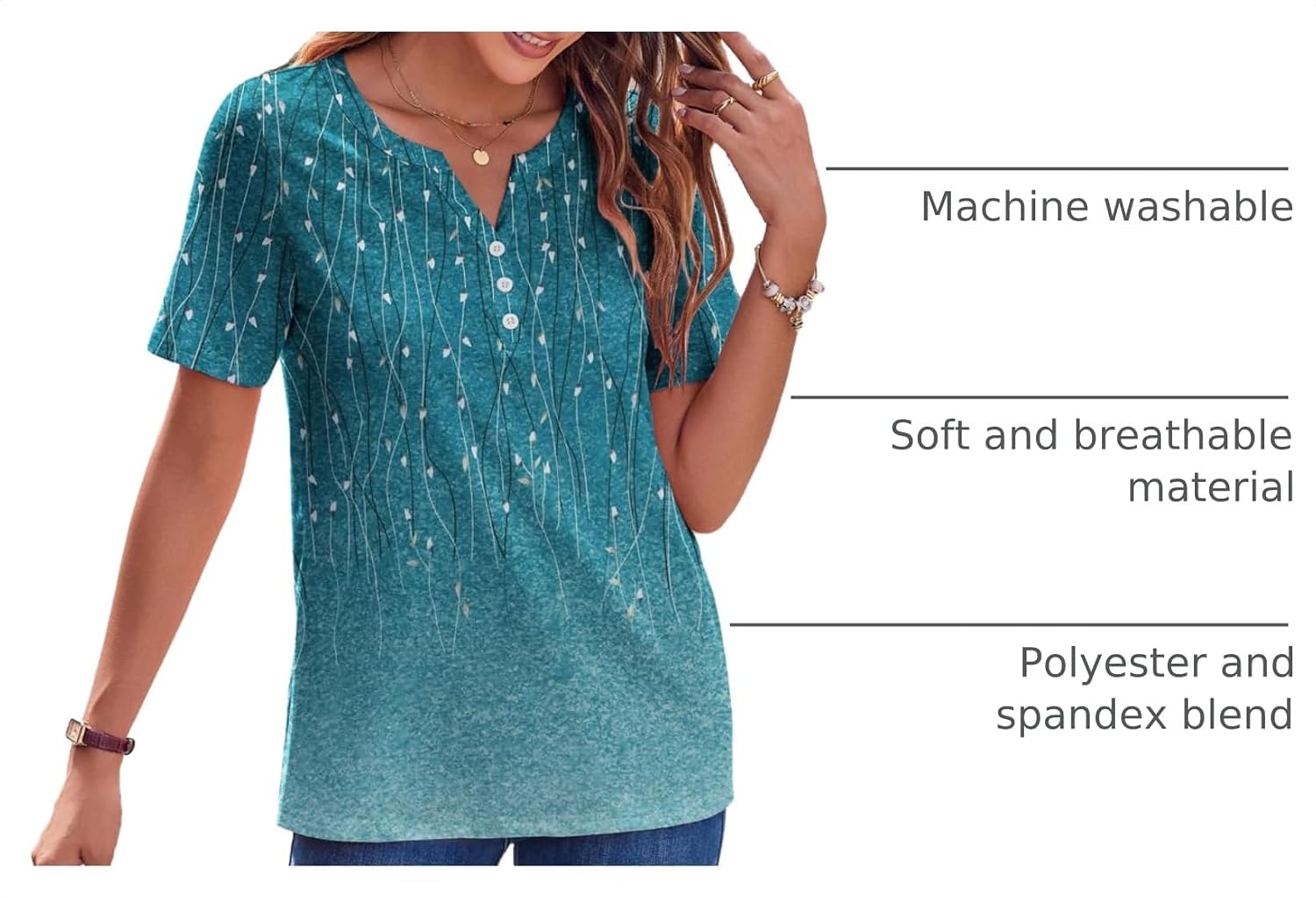 image:imageZeagoo Womens Summer Tops Casual Short Sleeve V Neck T Shirts Dressy BlouseLeaf Green