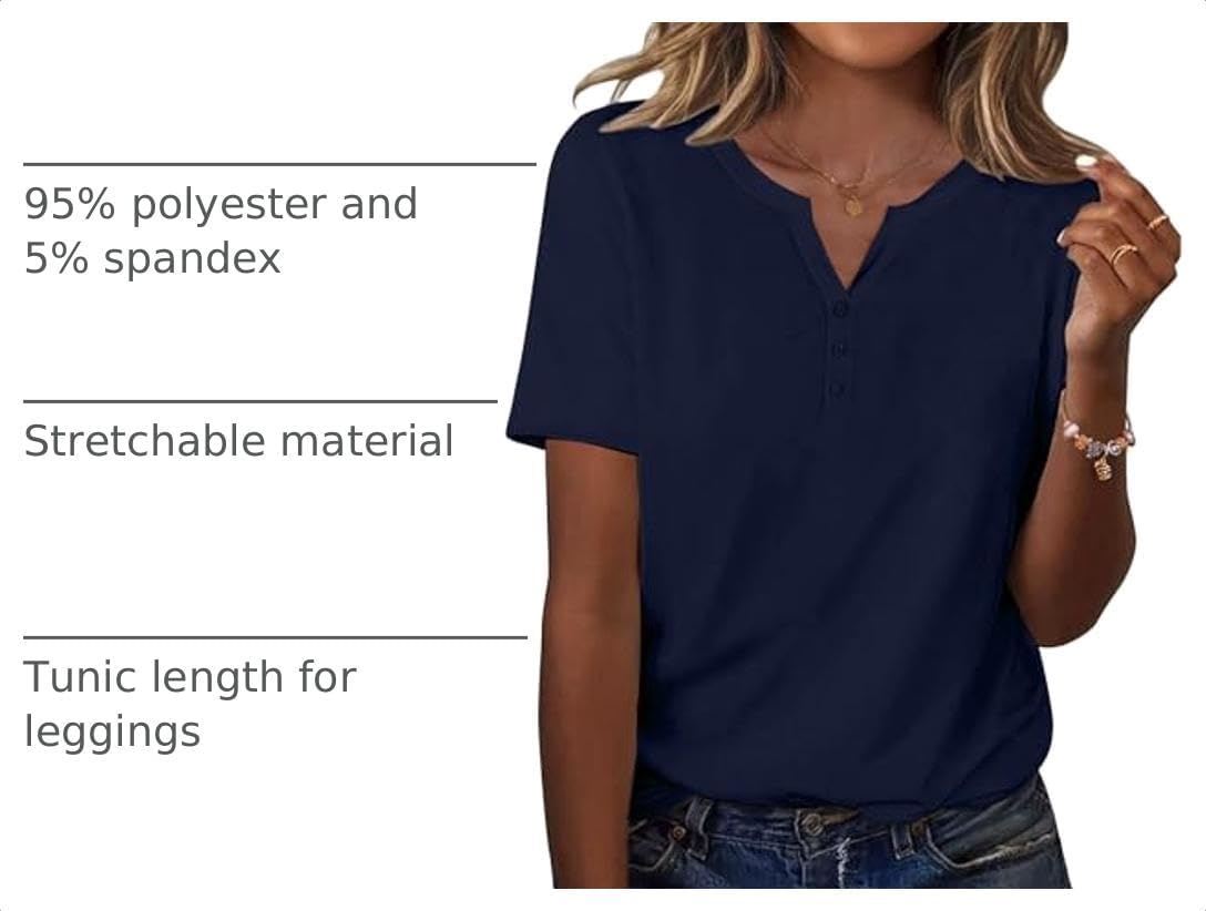 image:imageZeagoo Womens Summer Tops Casual Short Sleeve V Neck T Shirts Dressy BlouseNavy Blue