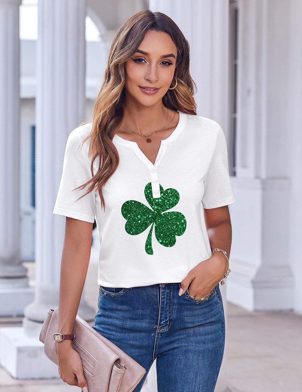 image:imageZeagoo Womens Summer Tops Casual Short Sleeve V Neck T Shirts Dressy BlouseSp139