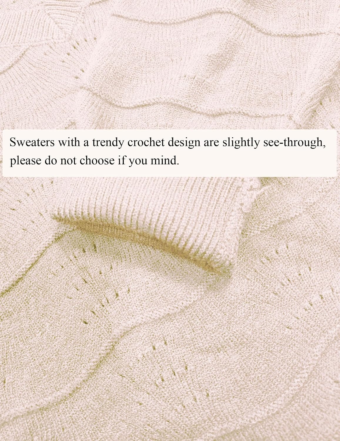 image:imageZeagoo Womens Sweaters Fall Casual Long Sleeve V Neck Shirts Lightweight Crochet Ribbed Knit Pullover Tops OutfitsCream