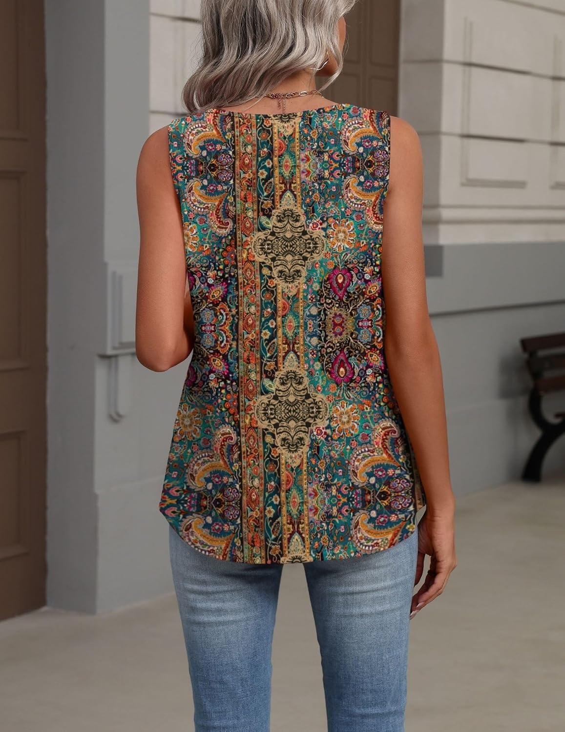 image:imageZeagoo Womens Tank Tops Summer Sleeveless Tops V Neck Pleated ShirtsAmz721 Multicolor