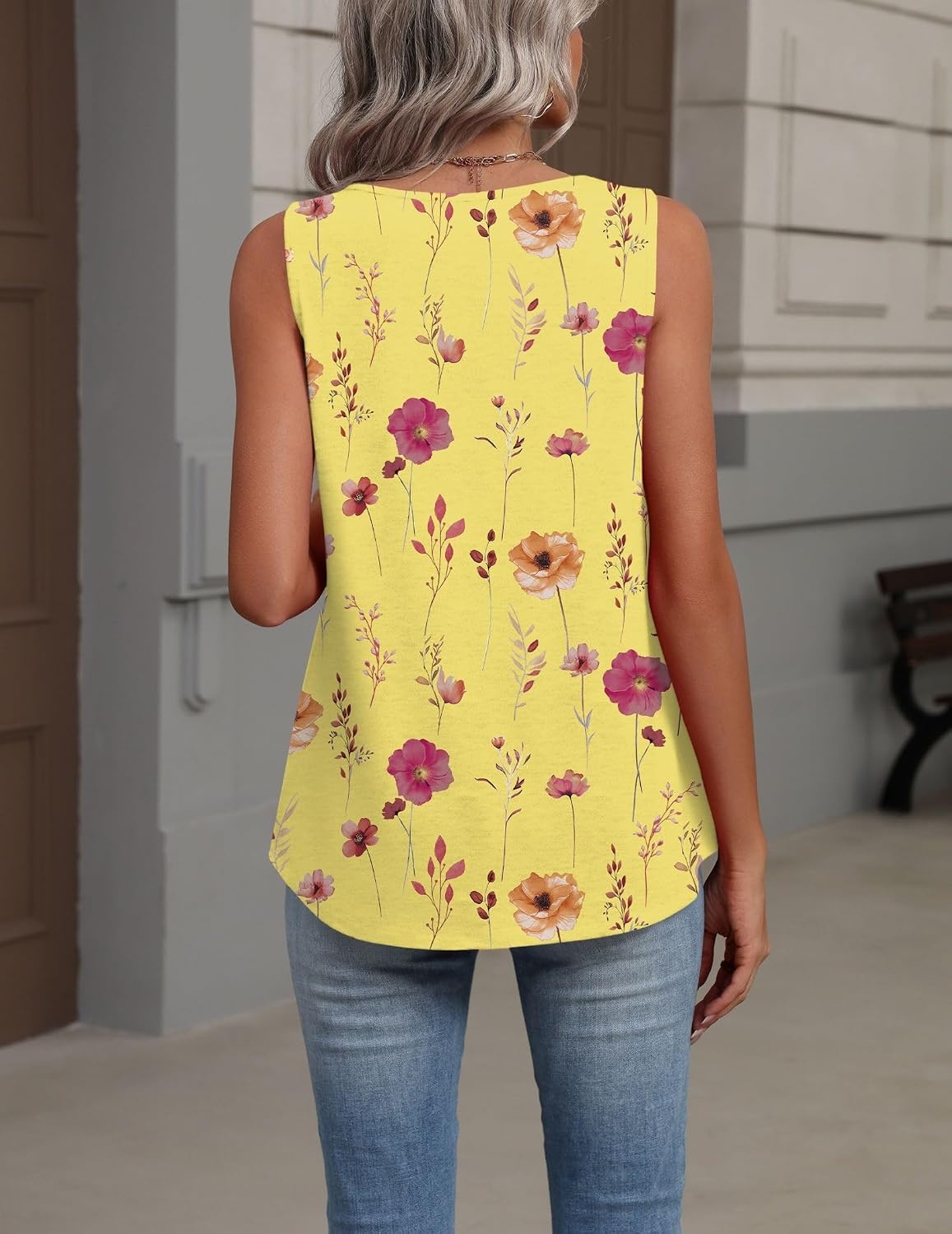 image:imageZeagoo Womens Tank Tops Summer Sleeveless Tops V Neck Pleated ShirtsBf351yellow