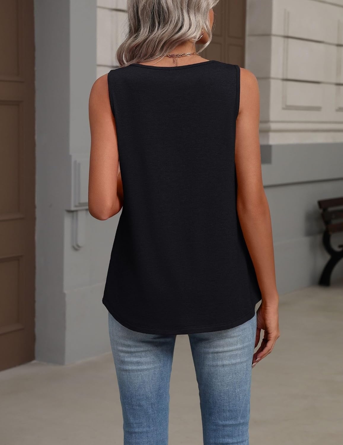 image:imageZeagoo Womens Tank Tops Summer Sleeveless Tops V Neck Pleated ShirtsBlack