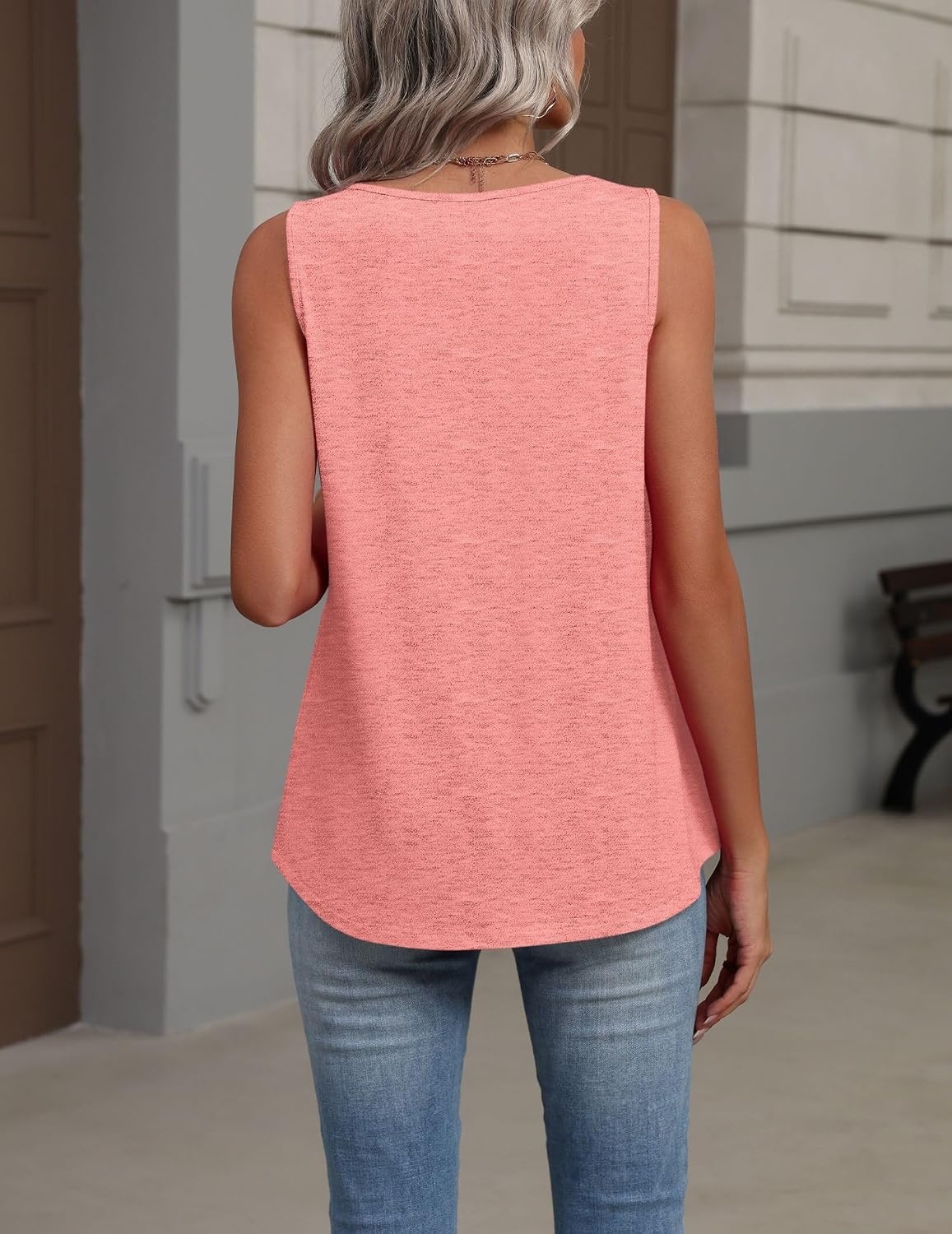 image:imageZeagoo Womens Tank Tops Summer Sleeveless Tops V Neck Pleated ShirtsCoral