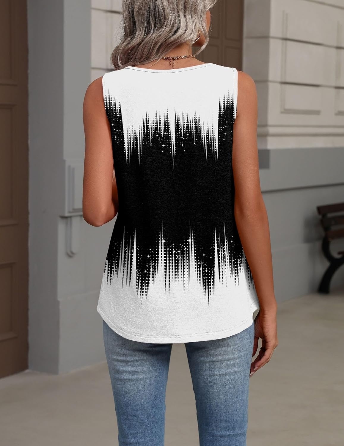 image:imageZeagoo Womens Tank Tops Summer Sleeveless Tops V Neck Pleated ShirtsJb204black and White