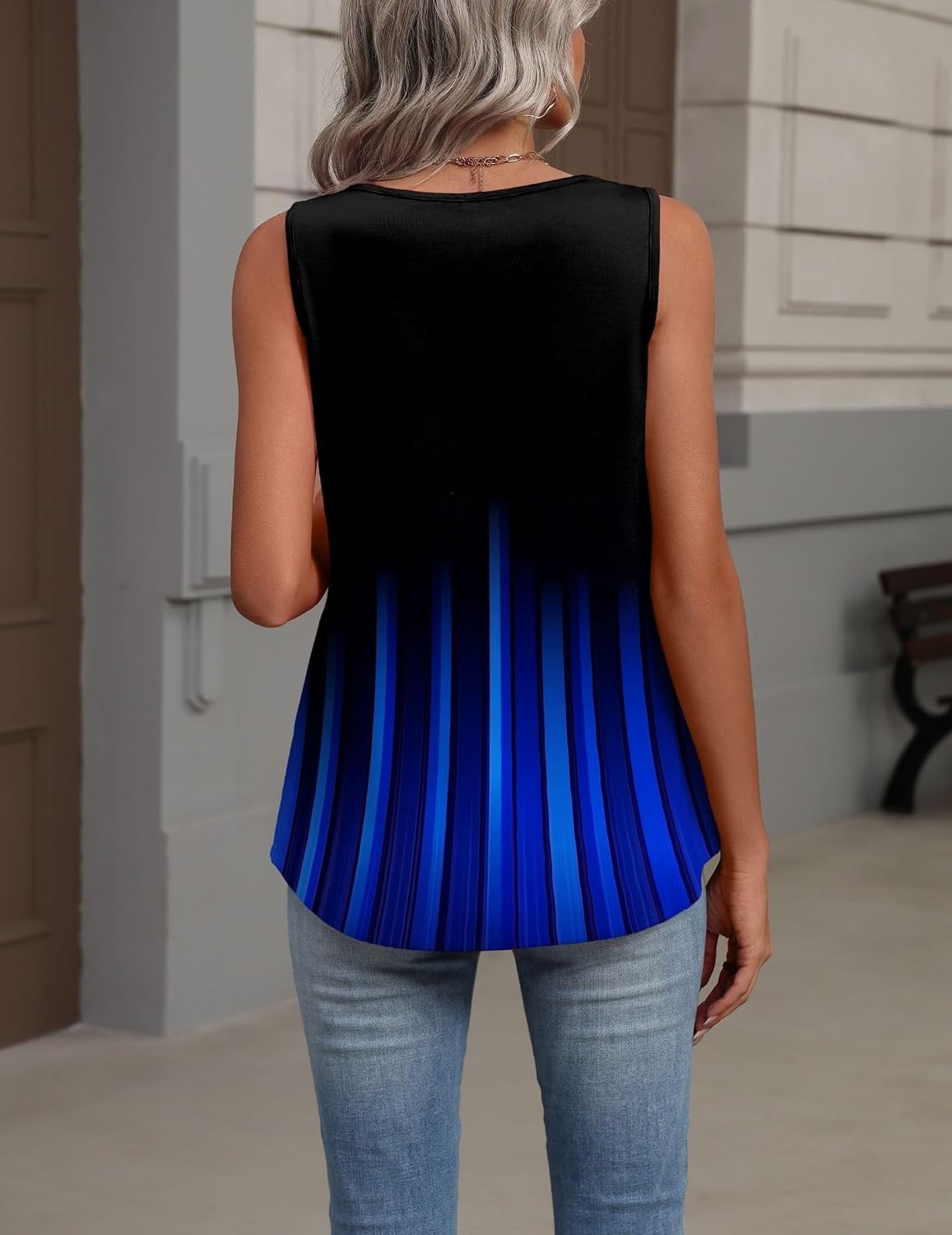 image:imageZeagoo Womens Tank Tops Summer Sleeveless Tops V Neck Pleated ShirtsJb229blue Color
