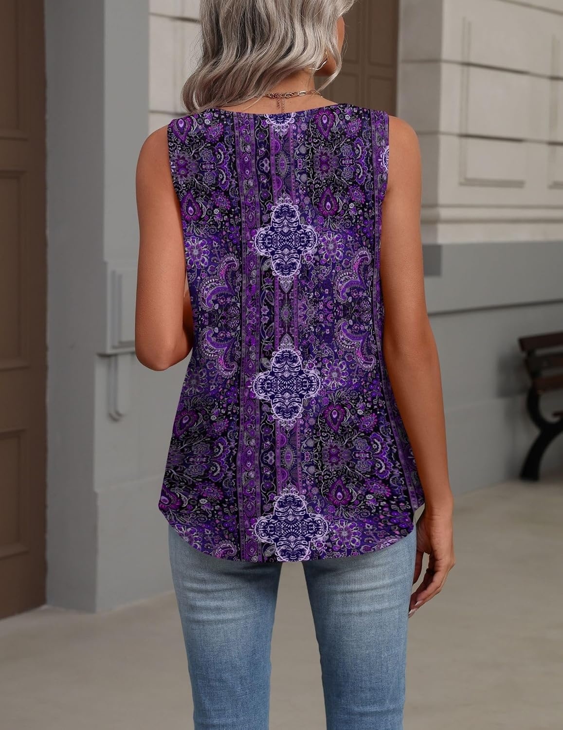 image:imageZeagoo Womens Tank Tops Summer Sleeveless Tops V Neck Pleated ShirtsMz907purple