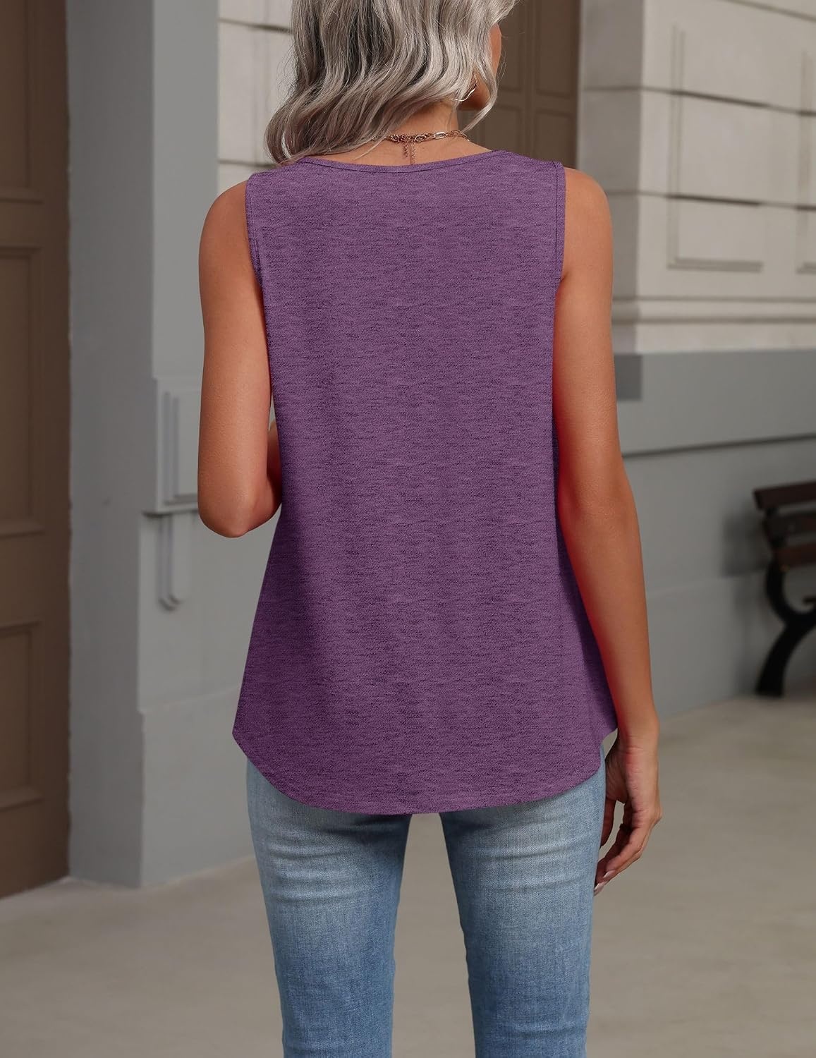 image:imageZeagoo Womens Tank Tops Summer Sleeveless Tops V Neck Pleated ShirtsPurple
