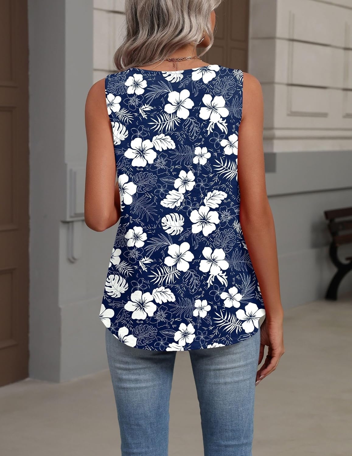 image:imageZeagoo Womens Tank Tops Summer Sleeveless Tops V Neck Pleated ShirtsSf157white Floral