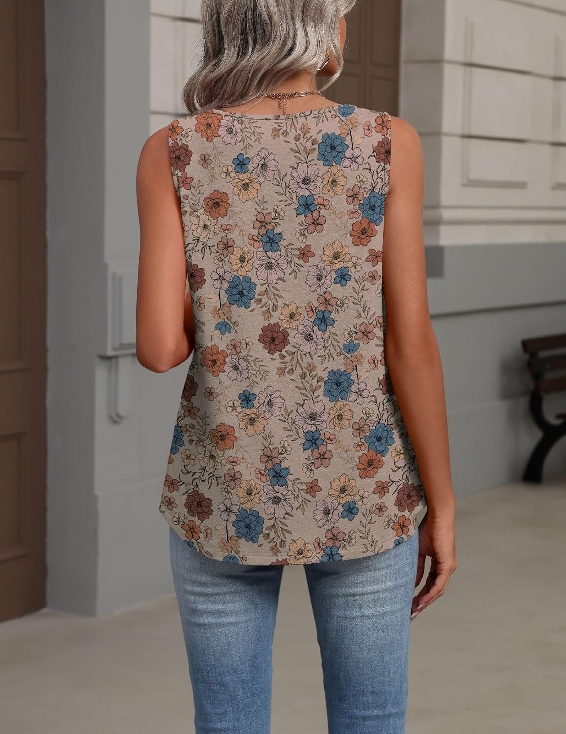 image:imageZeagoo Womens Tank Tops Summer Sleeveless Tops V Neck Pleated ShirtsSf170flower