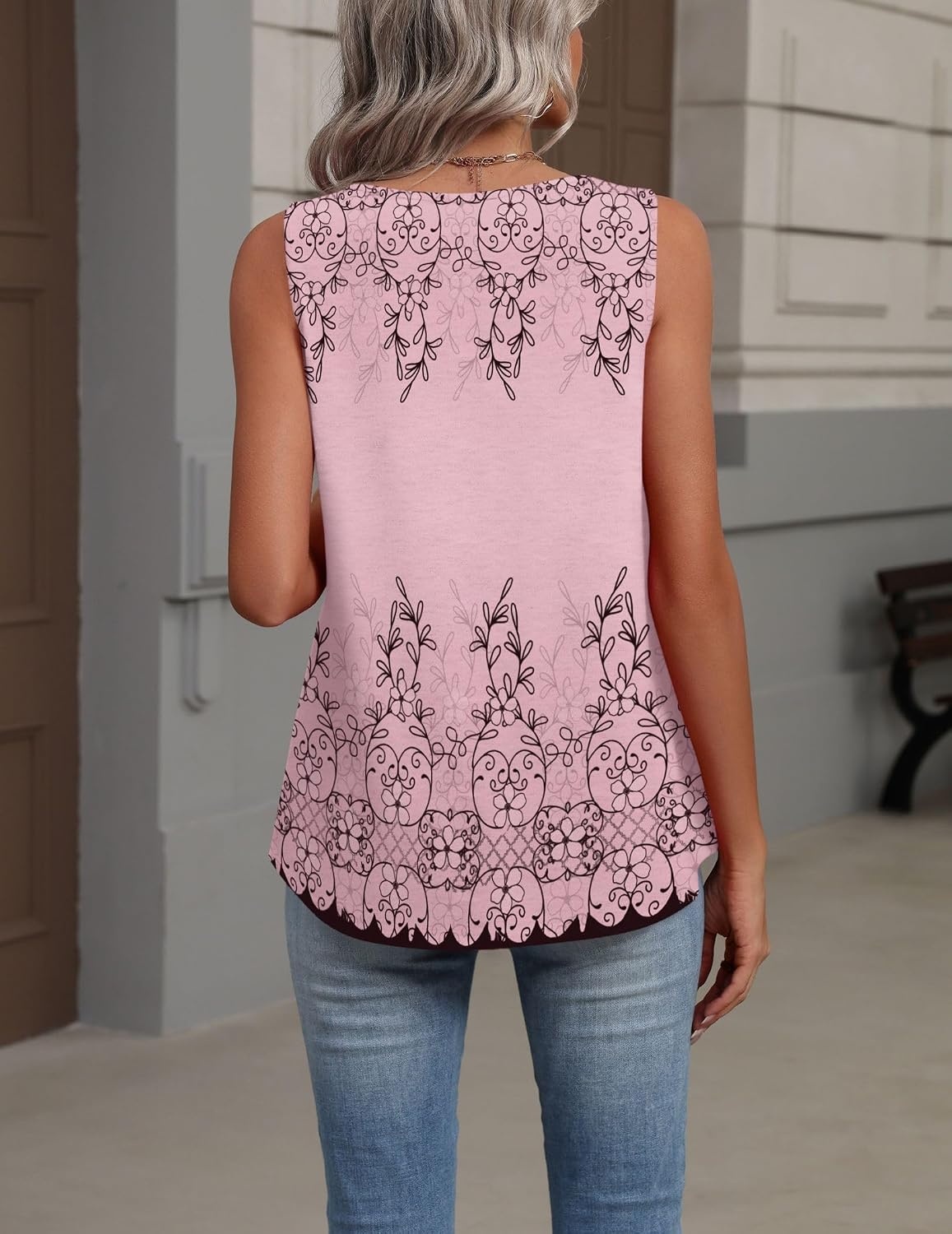 image:imageZeagoo Womens Tank Tops Summer Sleeveless Tops V Neck Pleated ShirtsSf190pink