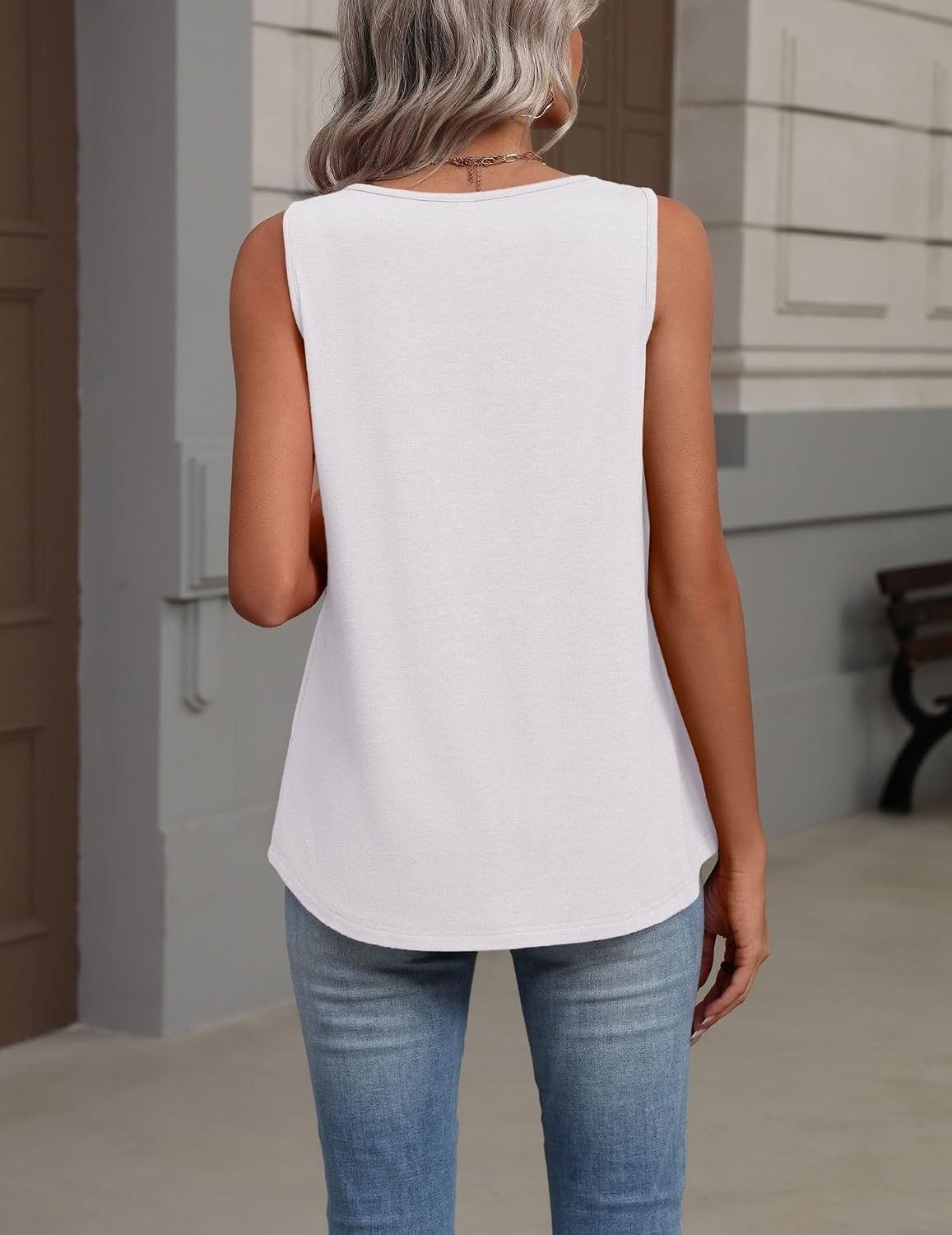 image:imageZeagoo Womens Tank Tops Summer Sleeveless Tops V Neck Pleated ShirtsWhite