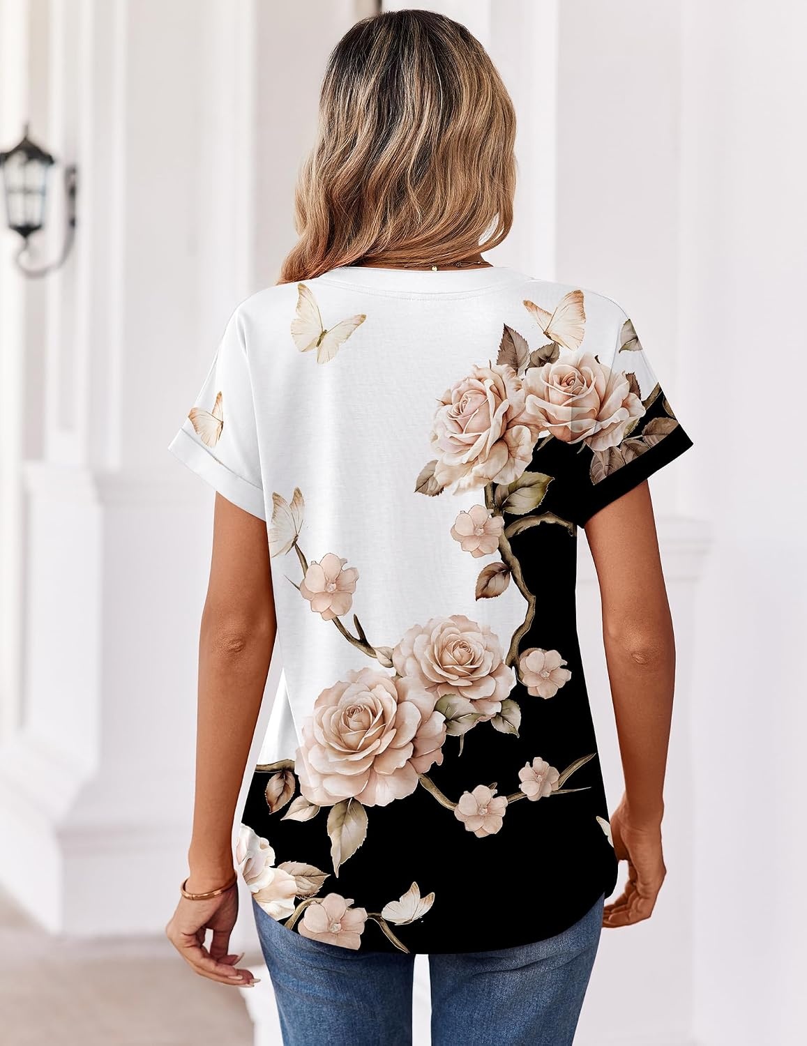 image:imageZeagoo Womens Tops Short Sleeve Summer V Neck Shirts Work Casual BlousesFloral Black