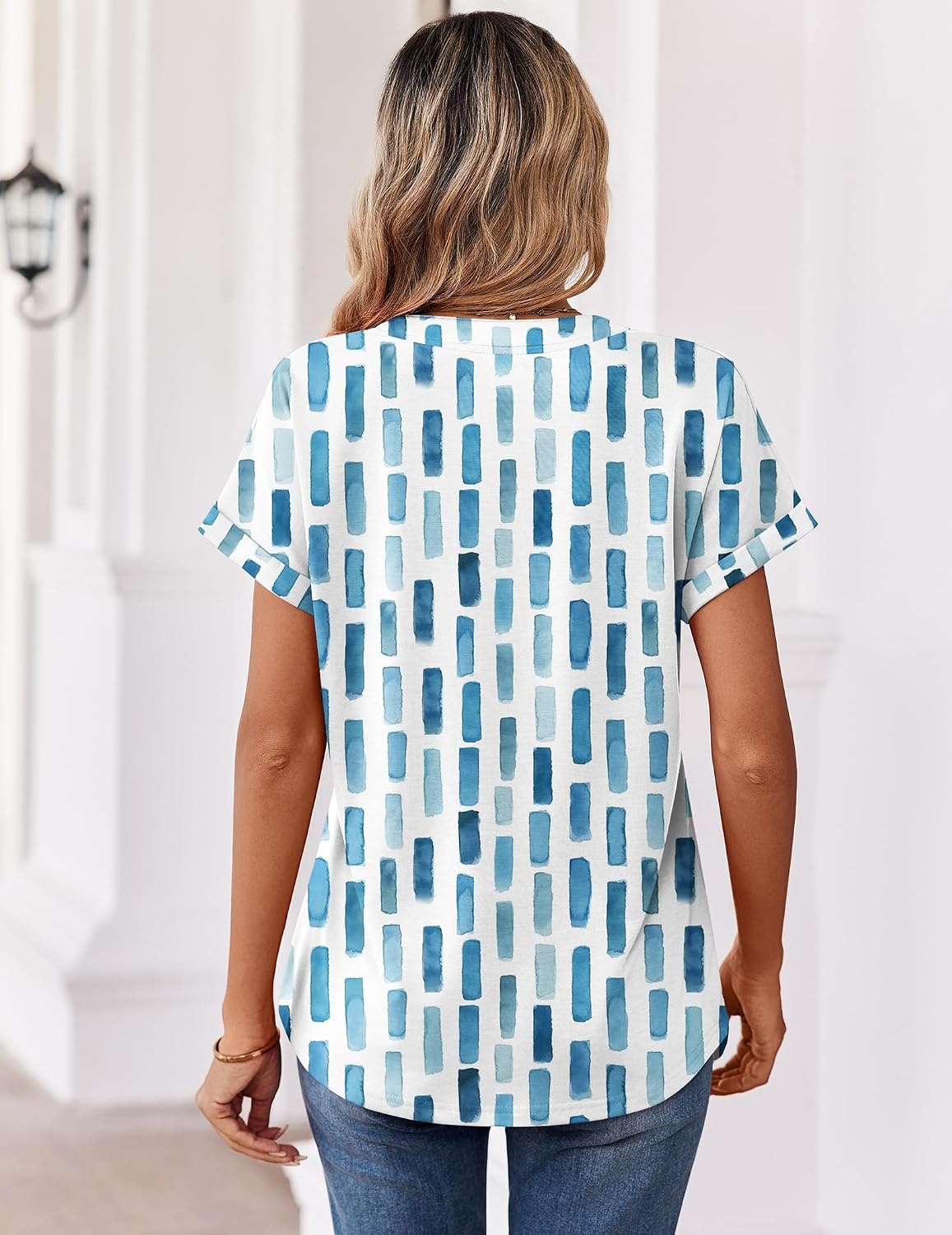 image:imageZeagoo Womens Tops Short Sleeve Summer V Neck Shirts Work Casual BlousesStriped 329