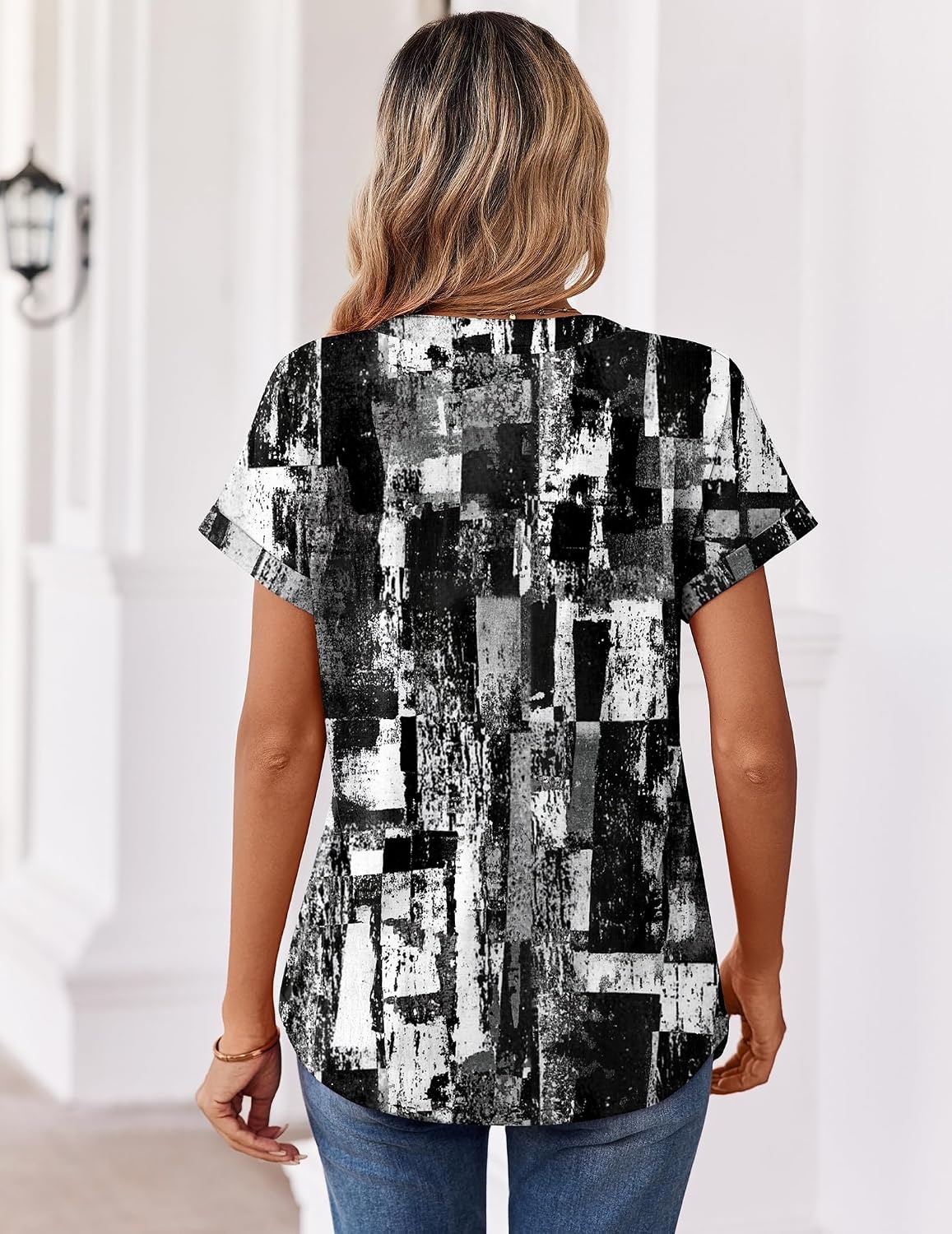image:imageZeagoo Womens Tops Short Sleeve Summer V Neck Shirts Work Casual BlousesStriped 332